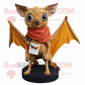 Rust Fruit Bat mascot costume character dressed with a Chinos and Scarf clips