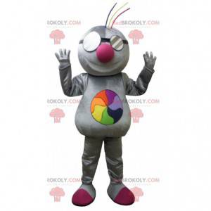 Mascota topo gris con un arco iris - Redbrokoly.com