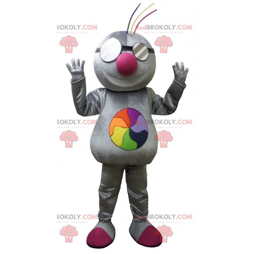 Gray mole mascot with a rainbow - Redbrokoly.com