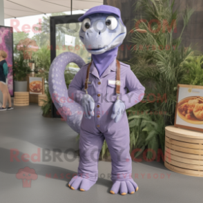 Lavender Titanoboa mascot costume character dressed with a Dungarees and Headbands