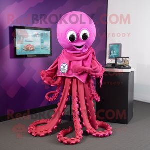 Magenta Octopus maskot...