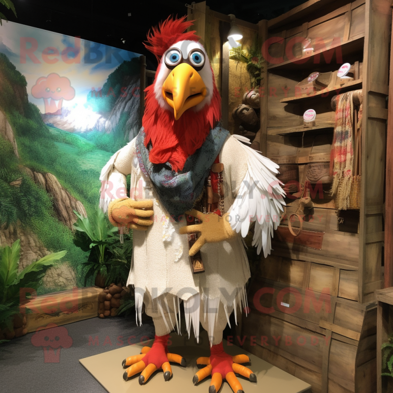 nan Roosters mascot costume character dressed with a Cargo Shorts and Shawl pins nan Roosters mascot costume character dressed with a Cargo Shorts and Shawl pins