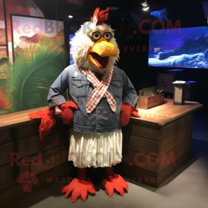 nan Roosters mascot costume character dressed with a Cargo Shorts and Shawl pins