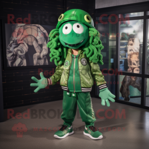 Grøn Medusa maskot kostume...