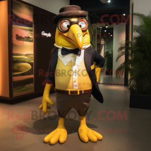 Guld Toucan maskot kostym...