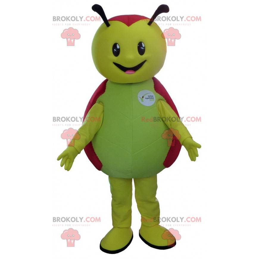 Green and red ladybug mascot cute and smiling - Redbrokoly.com