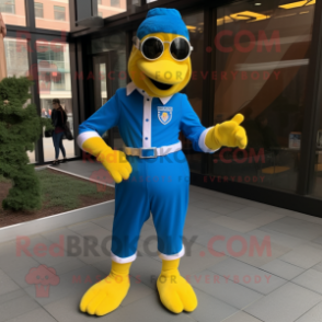 Blue Hens mascot costume character dressed with a Dress Pants and Smartwatches