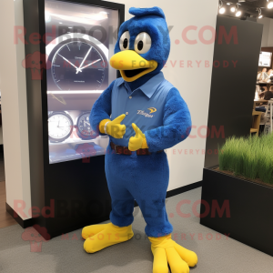 Blue Hens mascot costume character dressed with a Dress Pants and Smartwatches