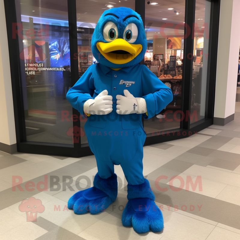 Blue Hens mascot costume character dressed with a Dress Pants and Smartwatches Blue Hens mascot costume character dressed with a Dress Pants and Smartwatches