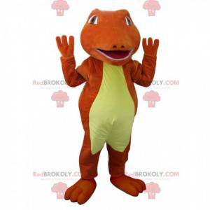 Red and yellow crocodile mascot. Dinosaur mascot -