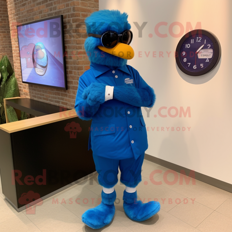 Blue Hens mascot costume character dressed with a Dress Pants and Smartwatches