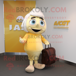 nan Apricot mascot costume character dressed with a Jeggings and Briefcases