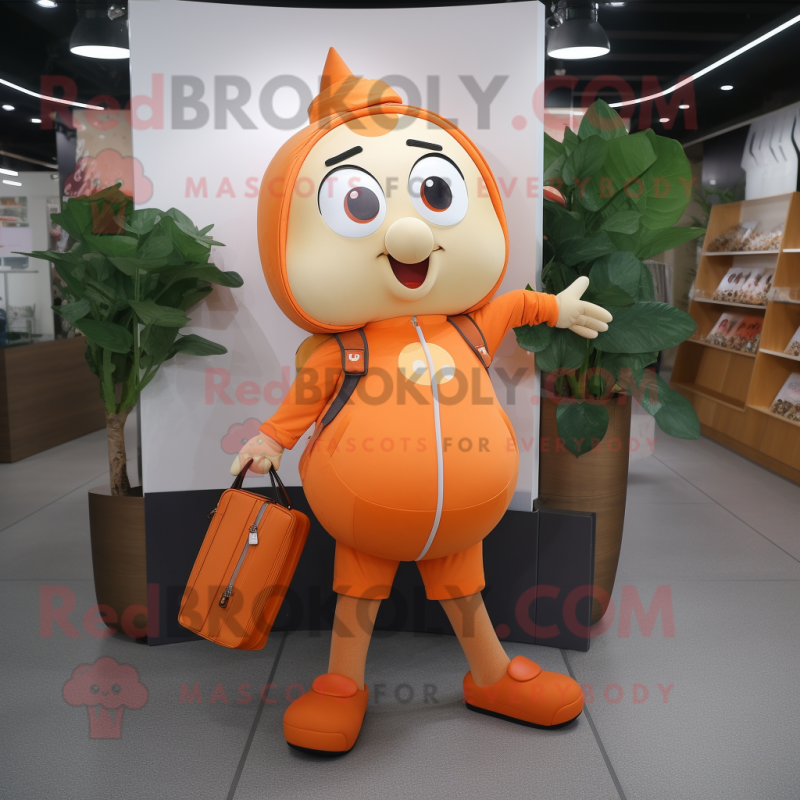 nan Apricot mascot costume character dressed with a Jeggings and Briefcases