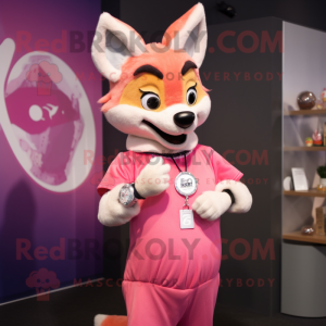 Pink Dingo maskot kostume...