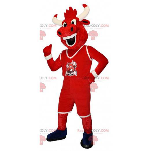 Röd och vit ko tjur buffalo maskot - Redbrokoly.com