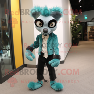 Cyan Lemur maskot drakt...