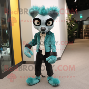 Cyan Lemur maskot kostym...