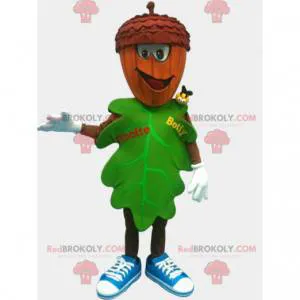 Botte du Hainaut mascot. Acorn mascot with a leaf -