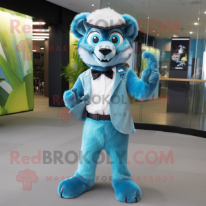 Cyan Lemur maskot kostume...