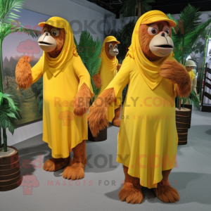 Gul orangutang maskot...