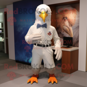 White Bald Eagle mascot costume character dressed with a Button-Up Shirt and Cummerbunds