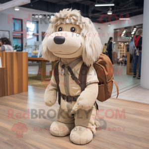 Beige Hunde maskot kostume...