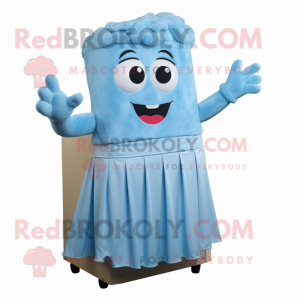 Sky Blue Lasagna mascot costume character dressed with a Skirt and Gloves