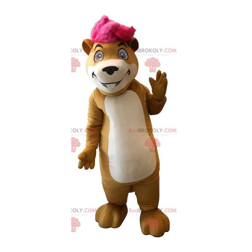 Groundhog hamster maskot med en rosa veke - Redbrokoly.com