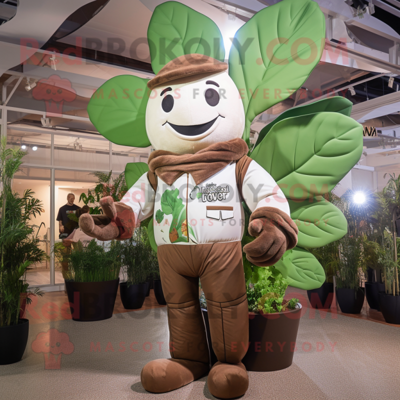 Brown Beanstalk mascot costume character dressed with a Bomber Jacket and Pocket squares Brown Beanstalk mascot costume character dressed with a Bomber Jacket and Pocket squares
