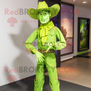 Limegrøn Cowboy maskot...