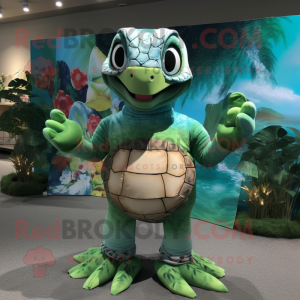 nan Sea Turtle mascot costume character dressed with a Bikini and Foot pads