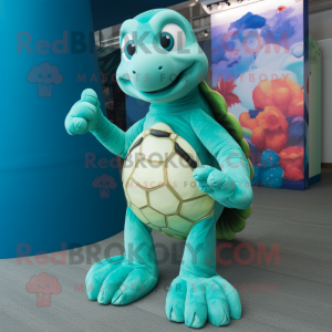 nan Sea Turtle mascot costume character dressed with a Bikini and Foot pads