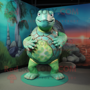 nan Sea Turtle mascot costume character dressed with a Bikini and Foot pads