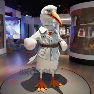 nan Albatross mascot costume character dressed with a Long Sleeve Tee and Belts