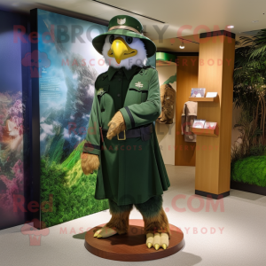 Forest Green Eagle mascot costume character dressed with a A-Line Skirt and Hats