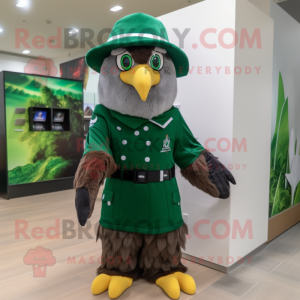Forest Green Eagle mascot costume character dressed with a A-Line Skirt and Hats