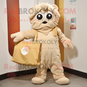 Beige Men maskot kostume...