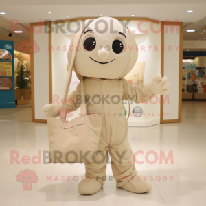 Beige Men maskot kostume...