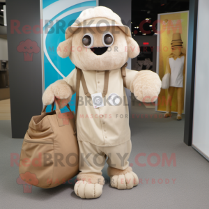 Beige Men maskot kostume...