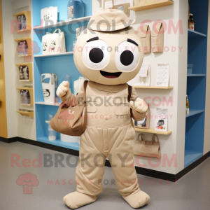 Beige Men maskot kostume...