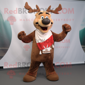 Brown Reindeer mascot costume character dressed with a Polo Shirt and Scarf clips