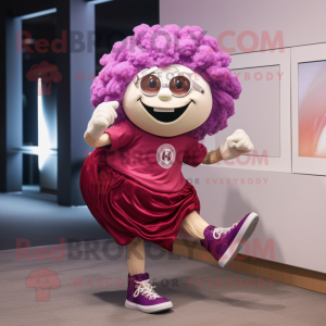 Magenta Oyster mascot costume character dressed with a Running Shorts and Hairpins