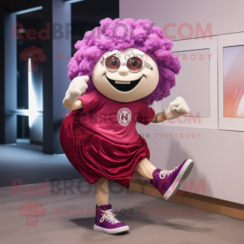 Magenta Oyster mascot costume character dressed with a Running Shorts and Hairpins Magenta Oyster mascot costume character dressed with a Running Shorts and Hairpins