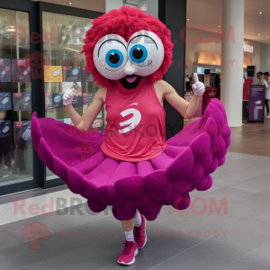 Magenta Oyster mascot costume character dressed with a Running Shorts and Hairpins