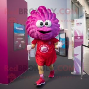 Magenta Oyster mascot costume character dressed with a Running Shorts and Hairpins