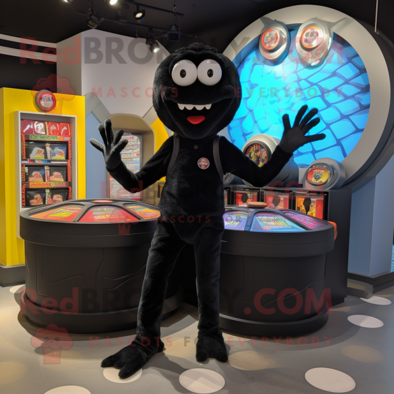 Black Spider mascot costume character dressed with a Polo Tee and Coin purses