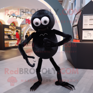 Black Spider mascot costume character dressed with a Polo Tee and Coin purses