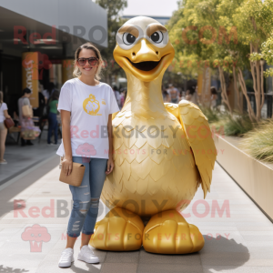 Gold Swans mascot costume character dressed with a Mom Jeans and Anklets