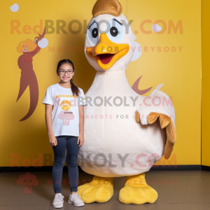 Gold Swans mascot costume character dressed with a Mom Jeans and Anklets