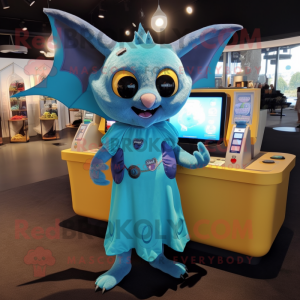 Cyan Bat mascotte kostuum...